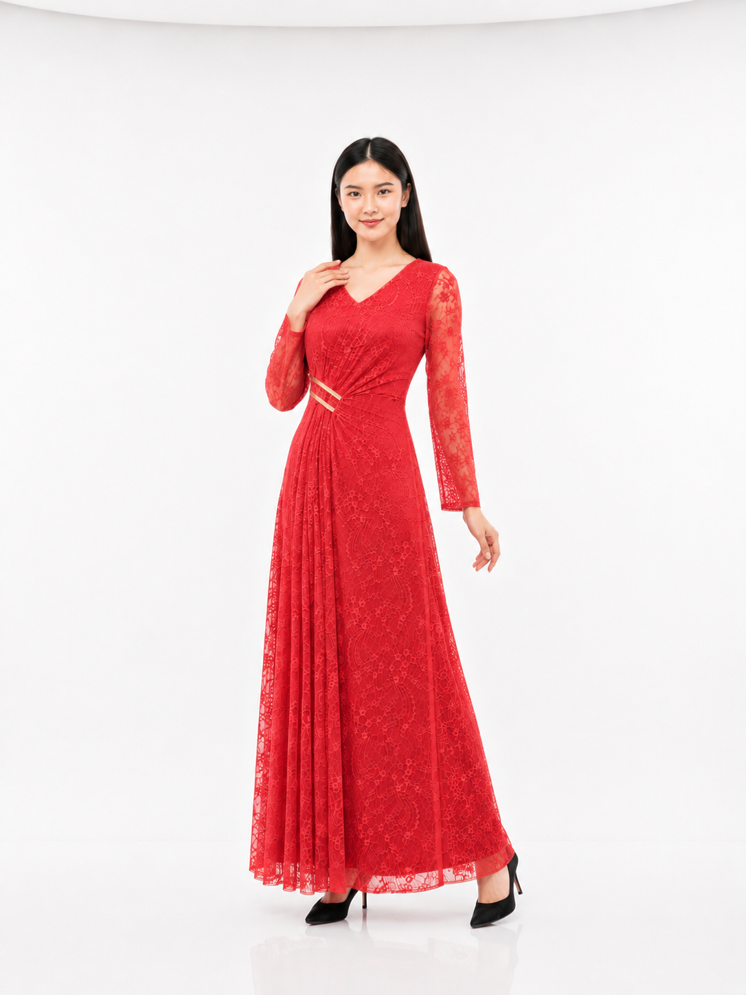 Kristy Lace V-Neck Maxi Dress