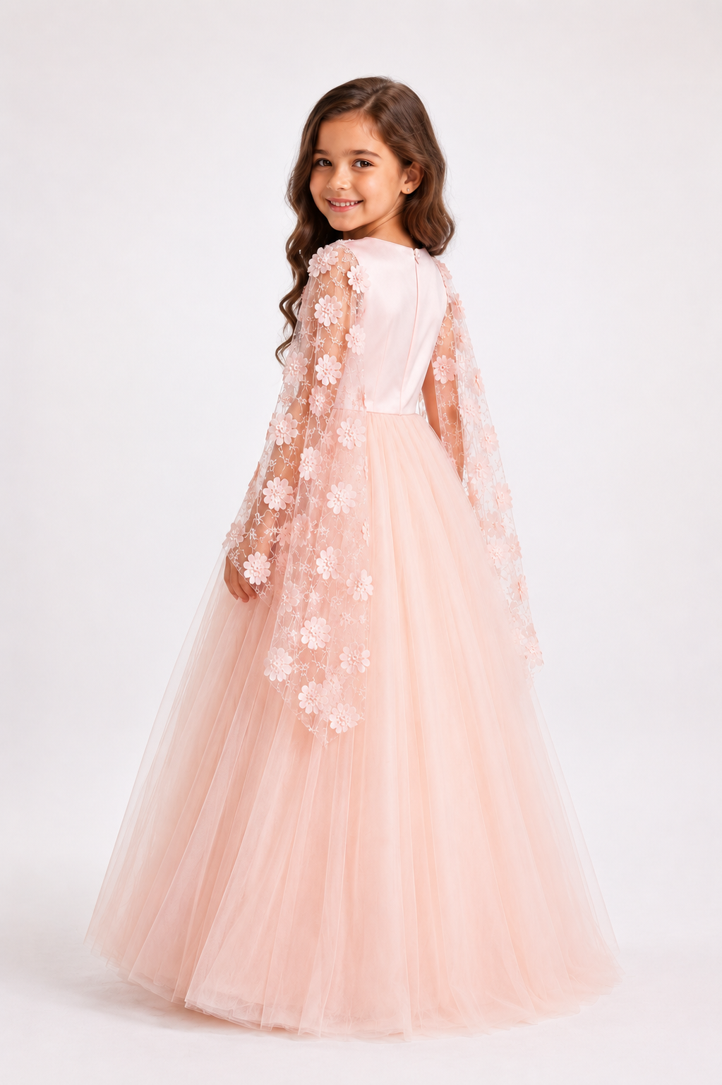Enchanted Petal Cape Gown