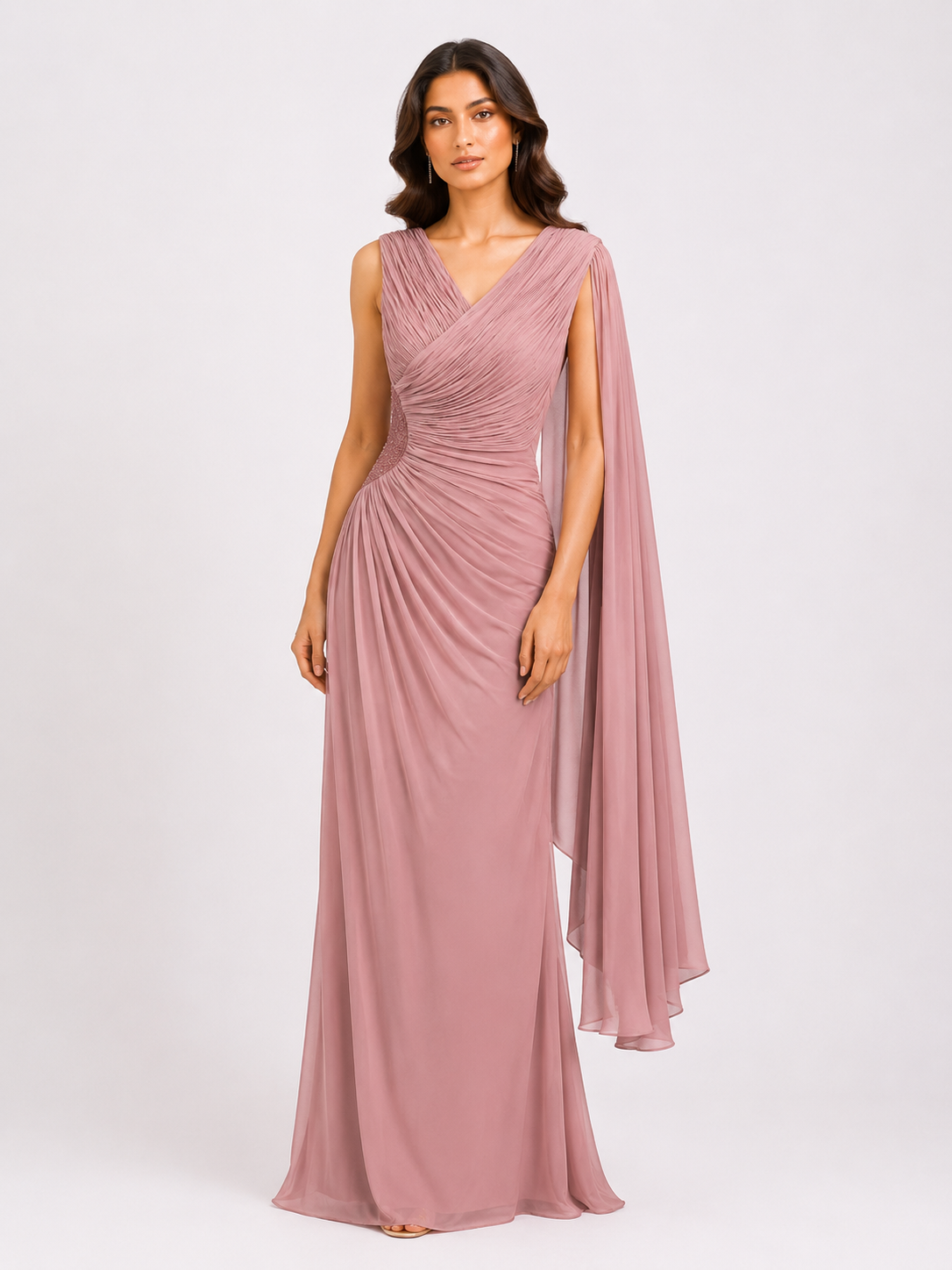 Rosie Cape Sleeve Evening Gown