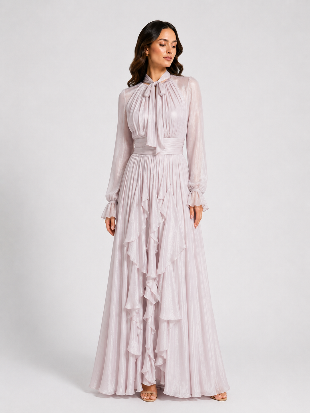 Blushing Gown Pleated Maxi Dress