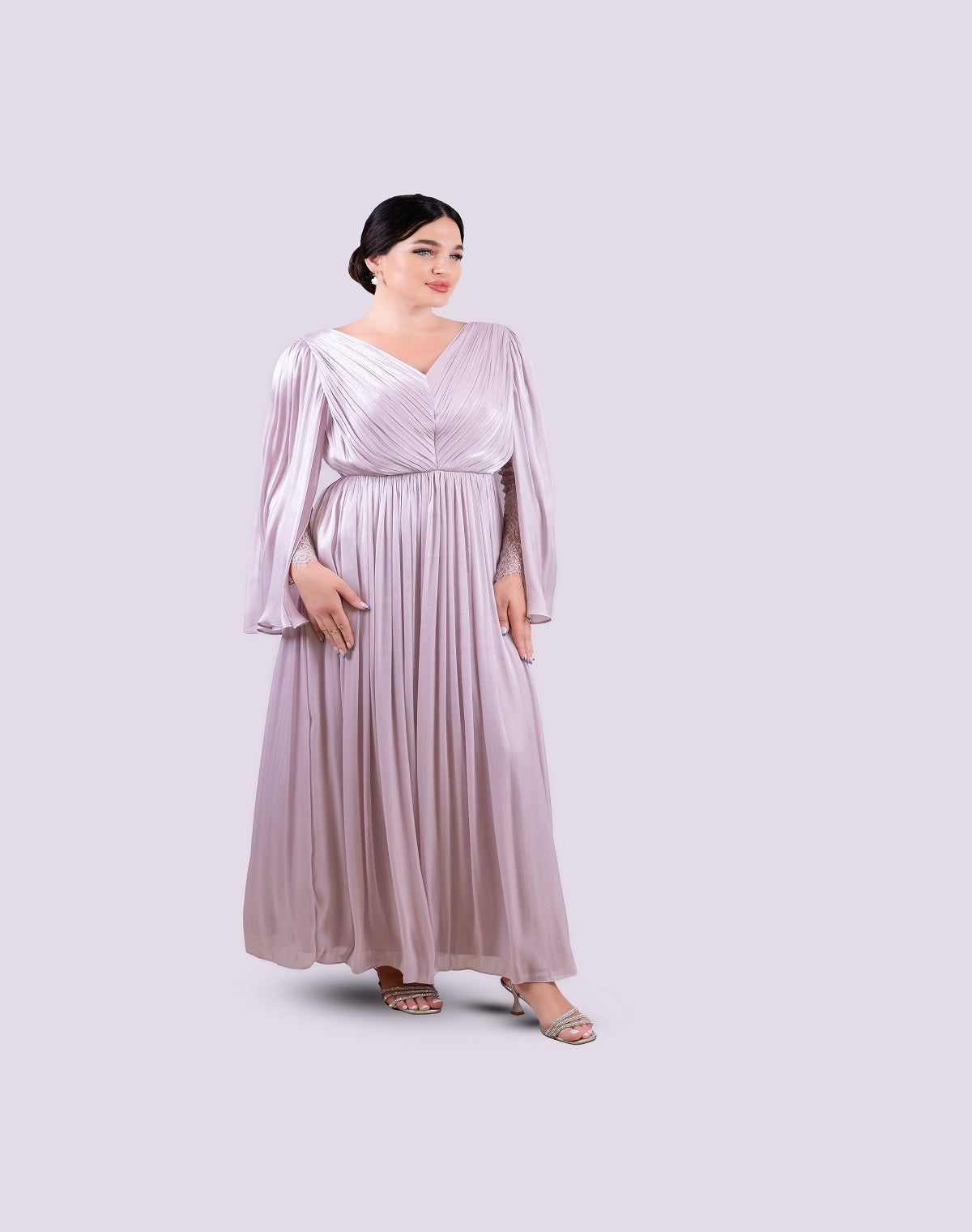 Pleated Chiffon Maxi Dress.