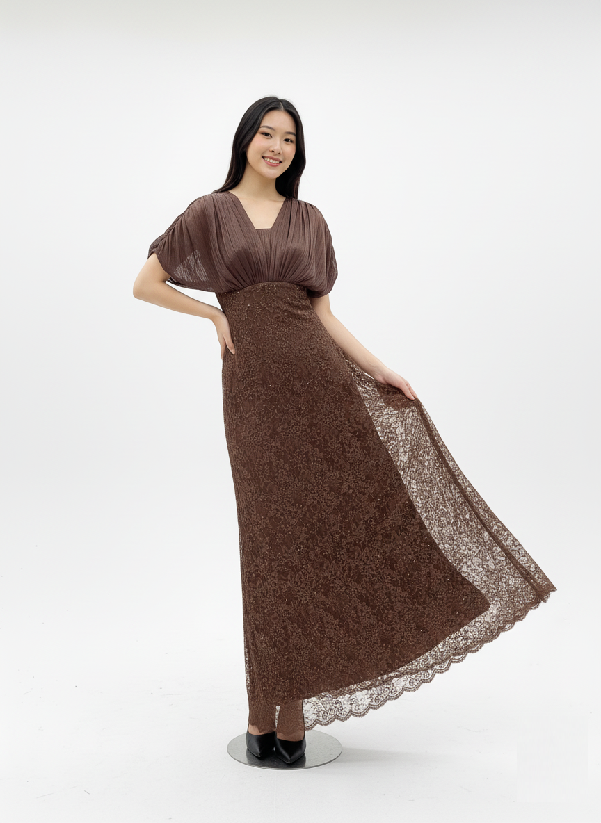Draped Rosie Bodice Lace Gown