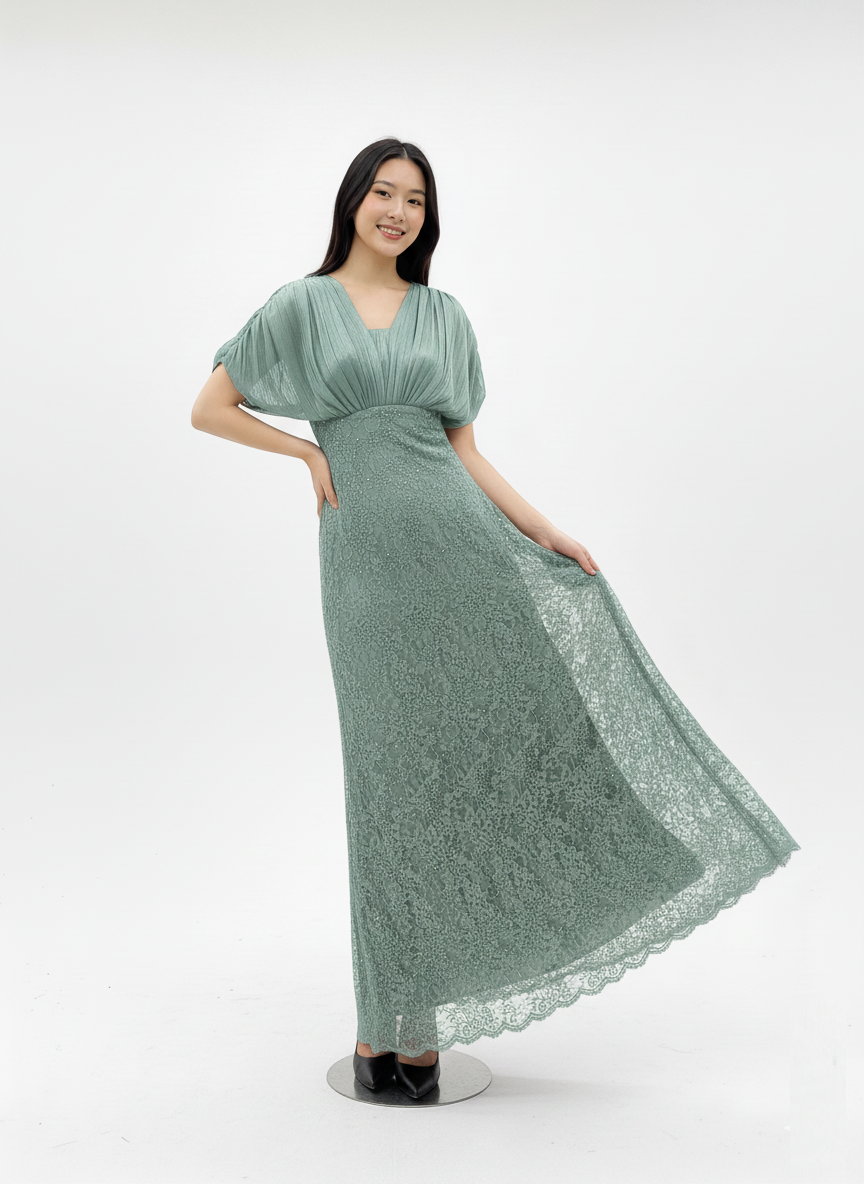 Draped Rosie Bodice Lace Gown