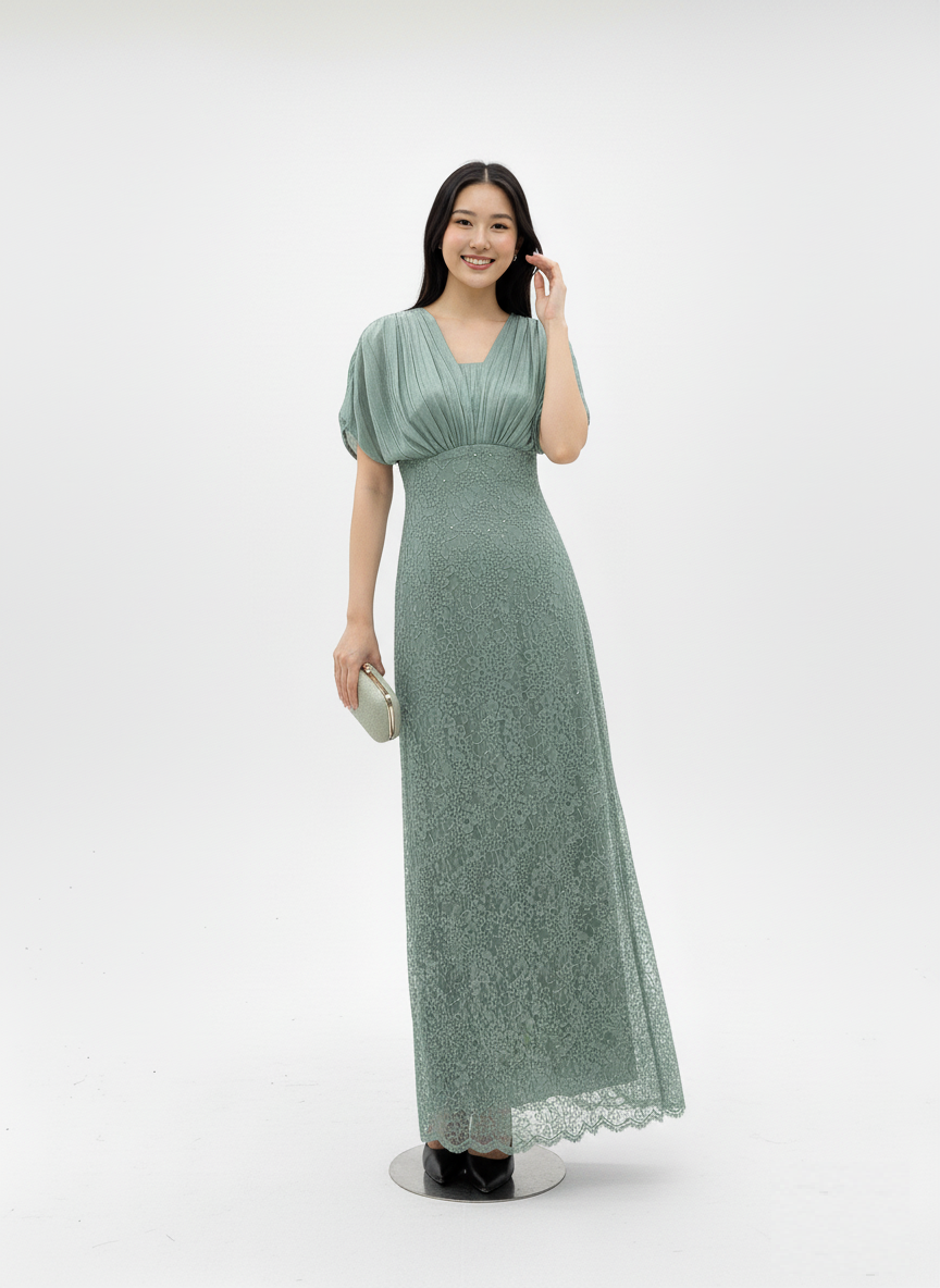 Draped Rosie Bodice Lace Gown