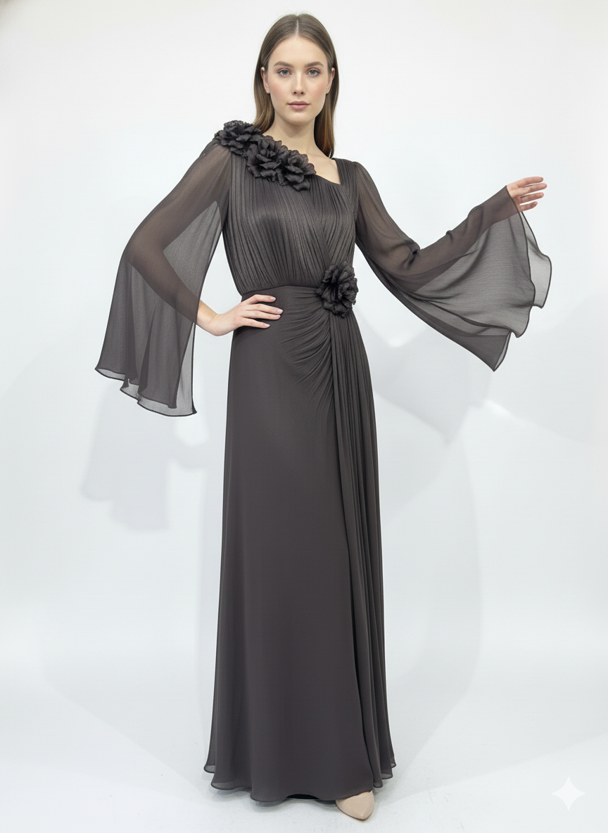Floral Rosie Cape Sleeve Gown