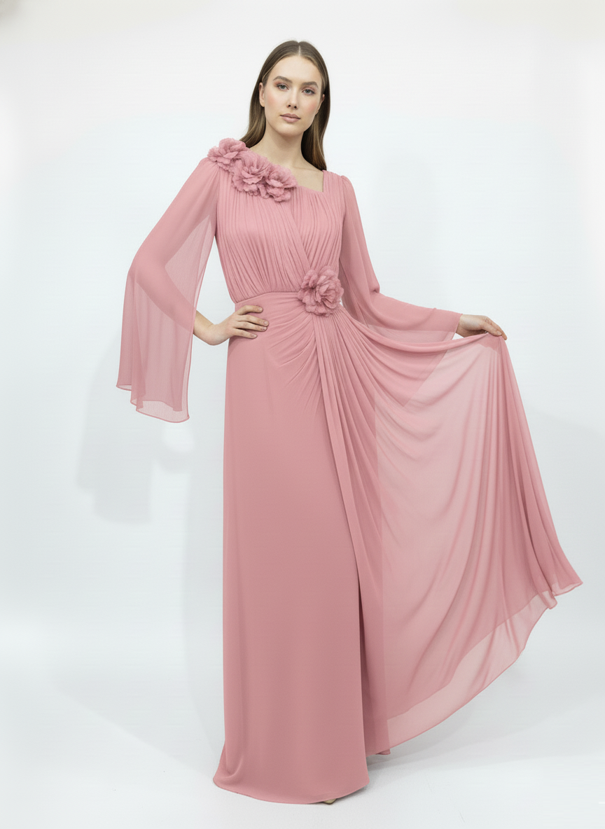 Floral Rosie Cape Sleeve Gown