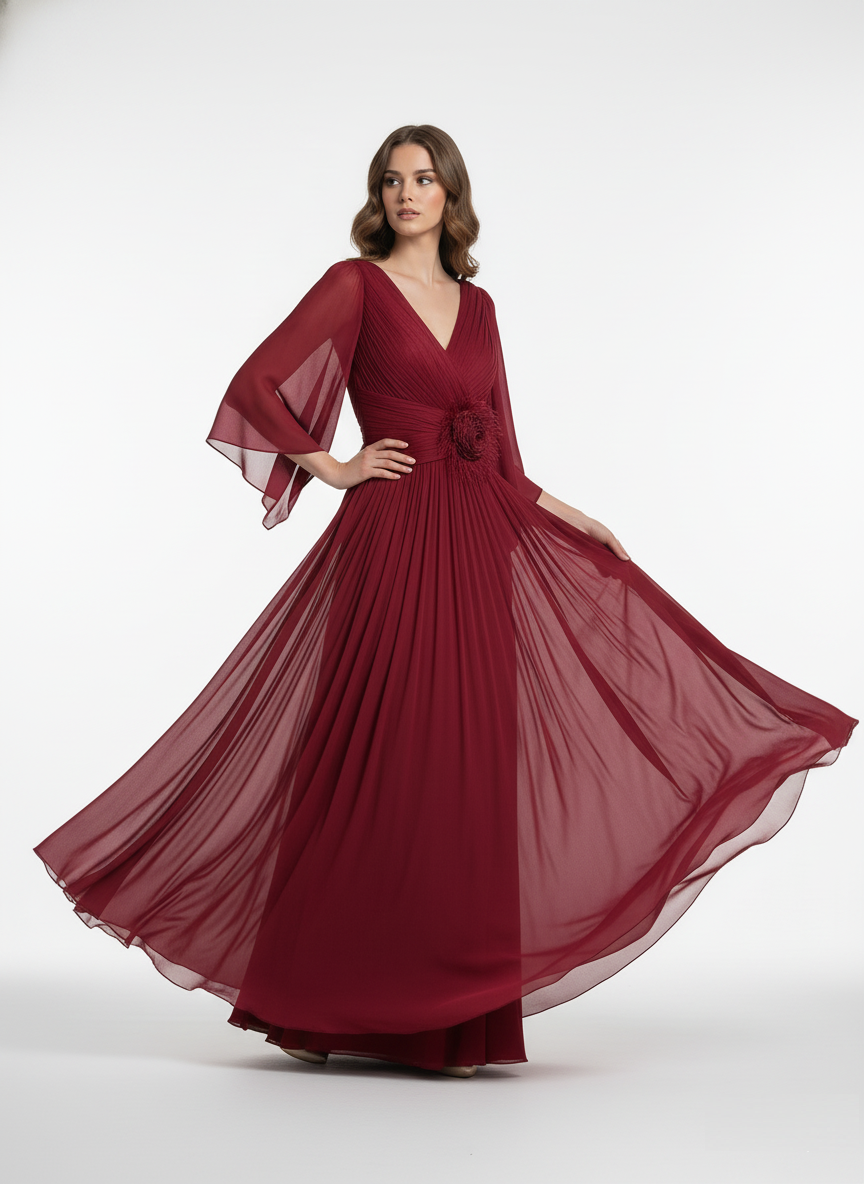Pleated Rosie Floral Waist Gown