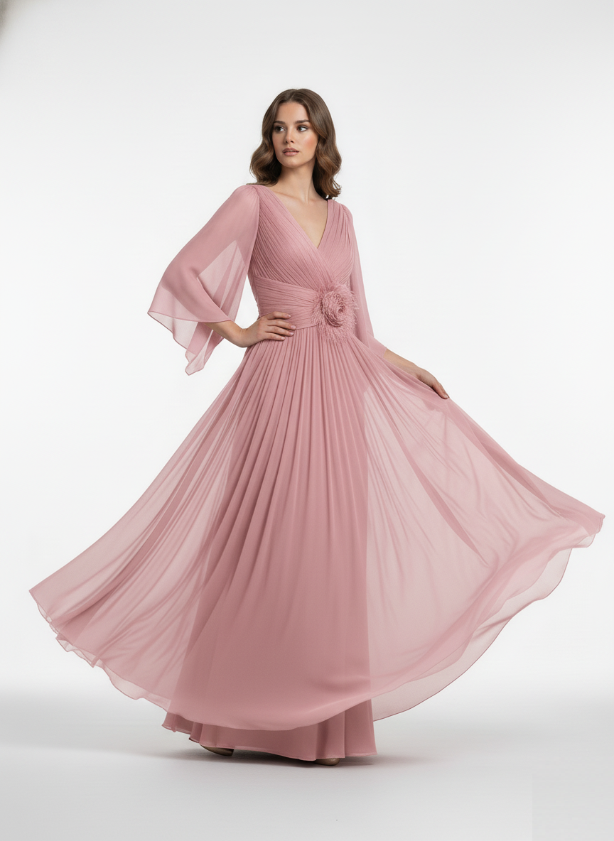 Pleated Rosie Floral Waist Gown