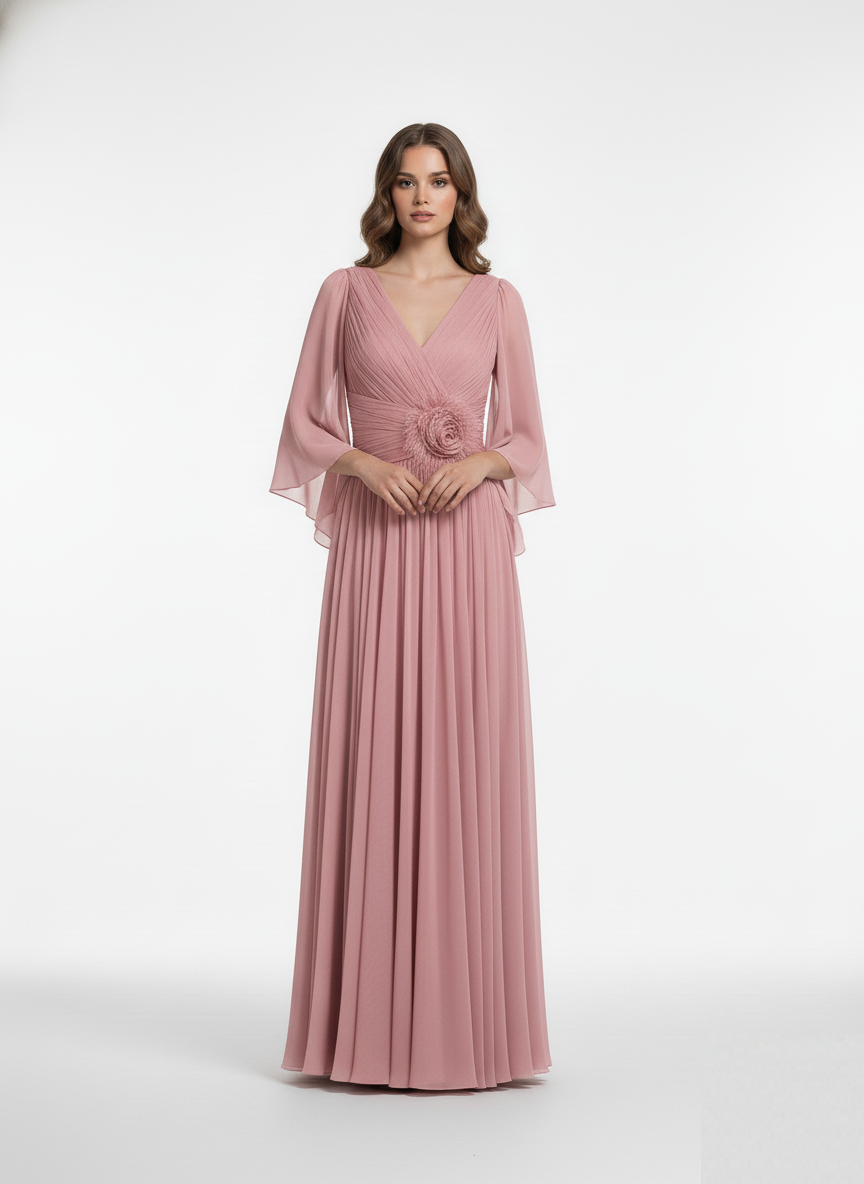 Pleated Rosie Floral Waist Gown