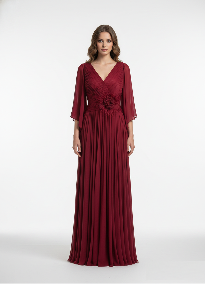 Pleated Rosie Floral Waist Gown