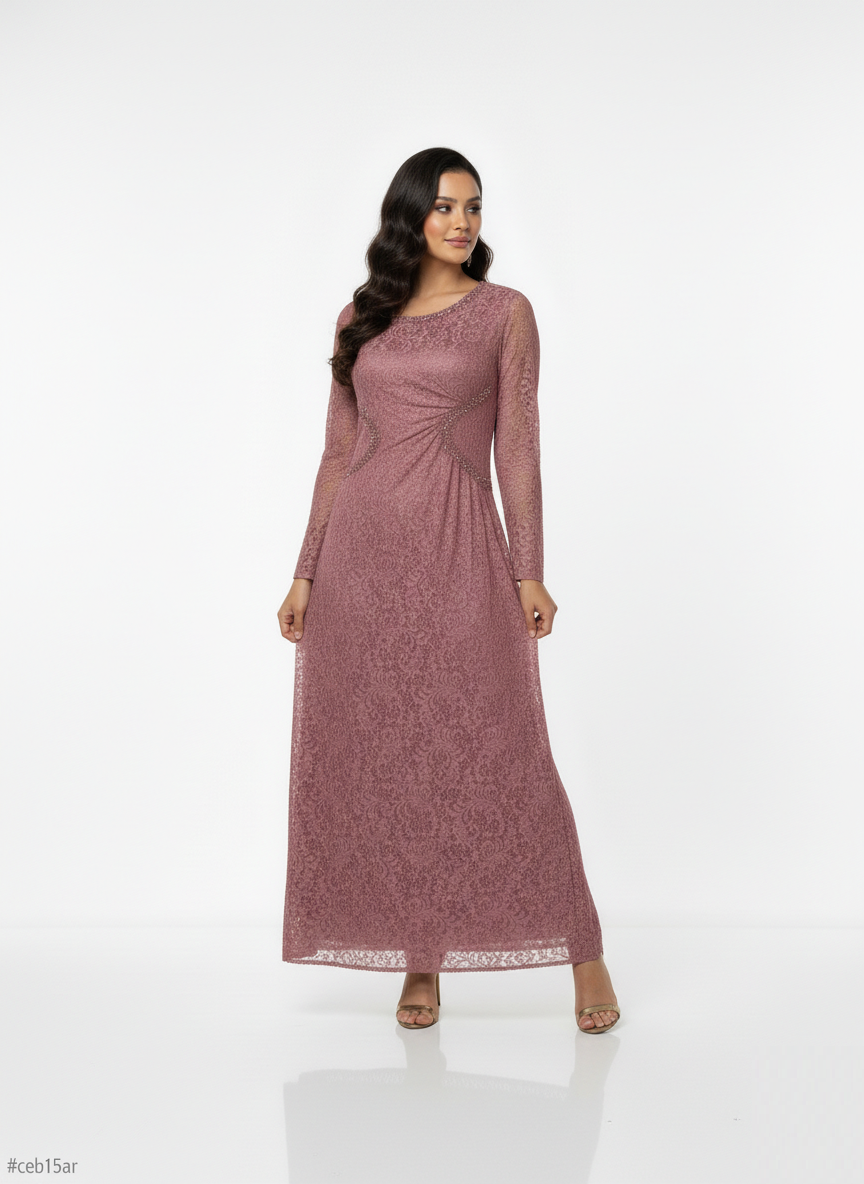 Lace Gathers Maxi Dress