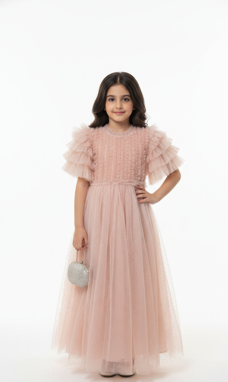 Tiered Ruffle Tulle Occasion Gown