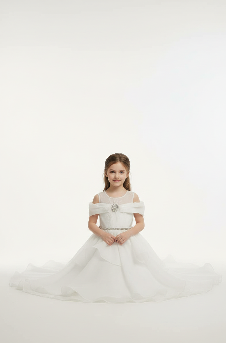 Embellished Off-Shoulder Tulle Occasion Gown