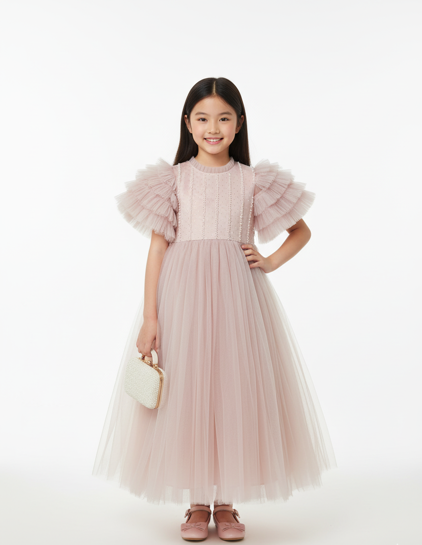 Tiered Tulle Ruffle Occasion Gown