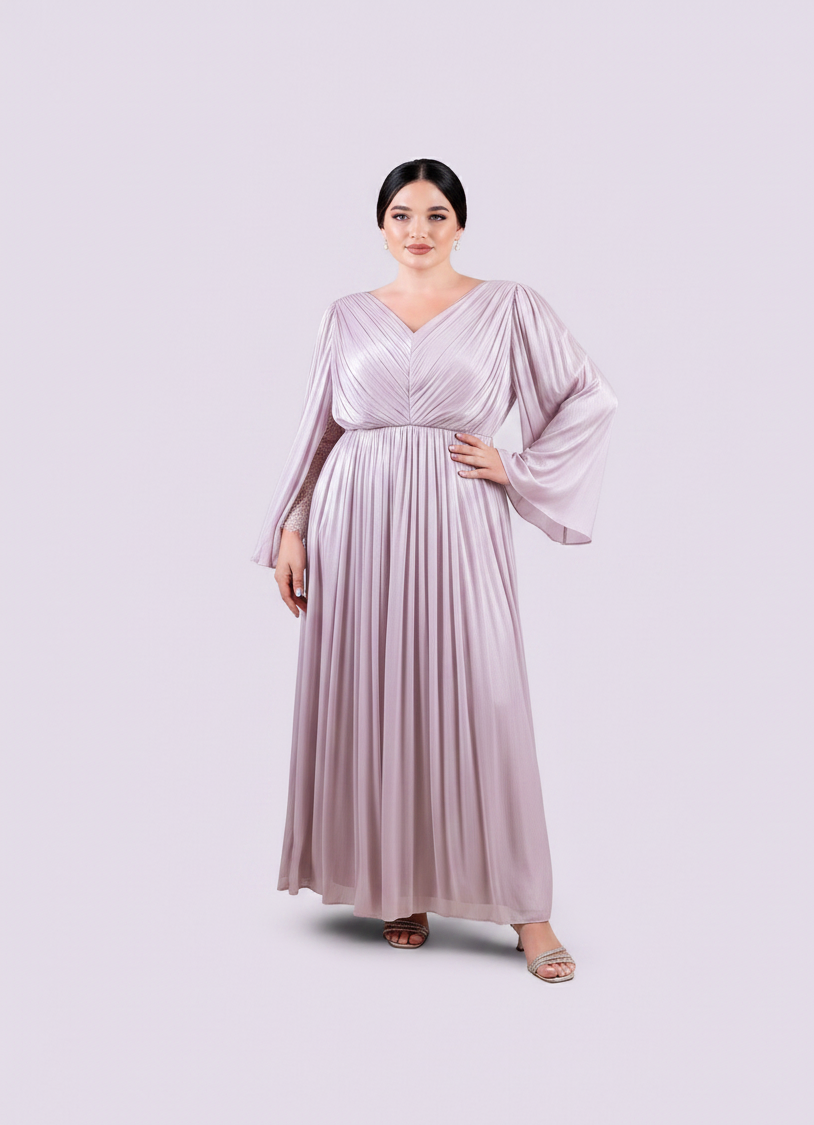 Pleated Chiffon Maxi Dress.