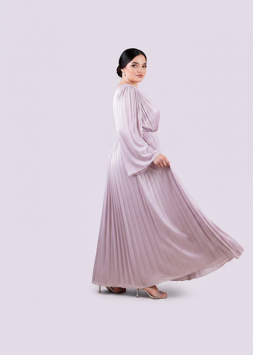 Pleated Chiffon Maxi Dress.
