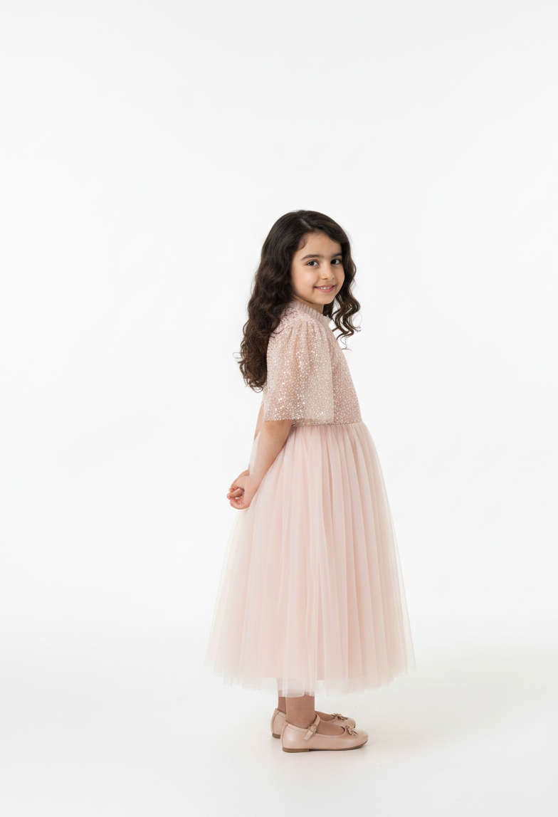 Paloma Sequin Bow Kids Dress