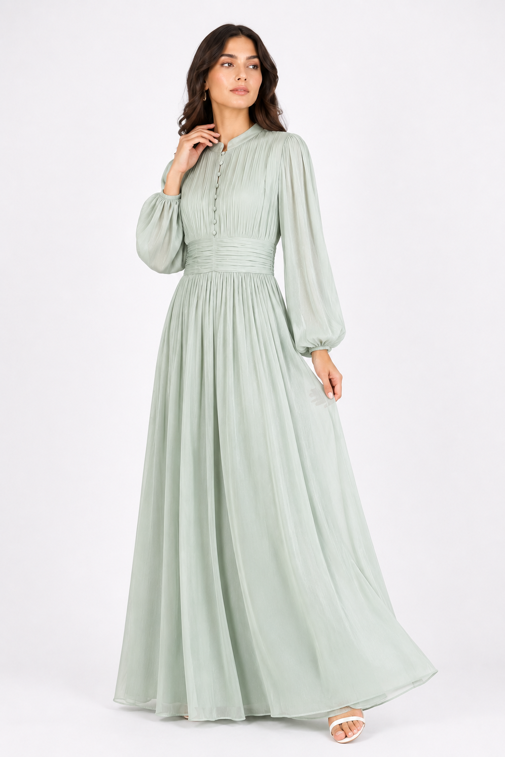 Coral Blush Pleated Rosie Maxi Dress