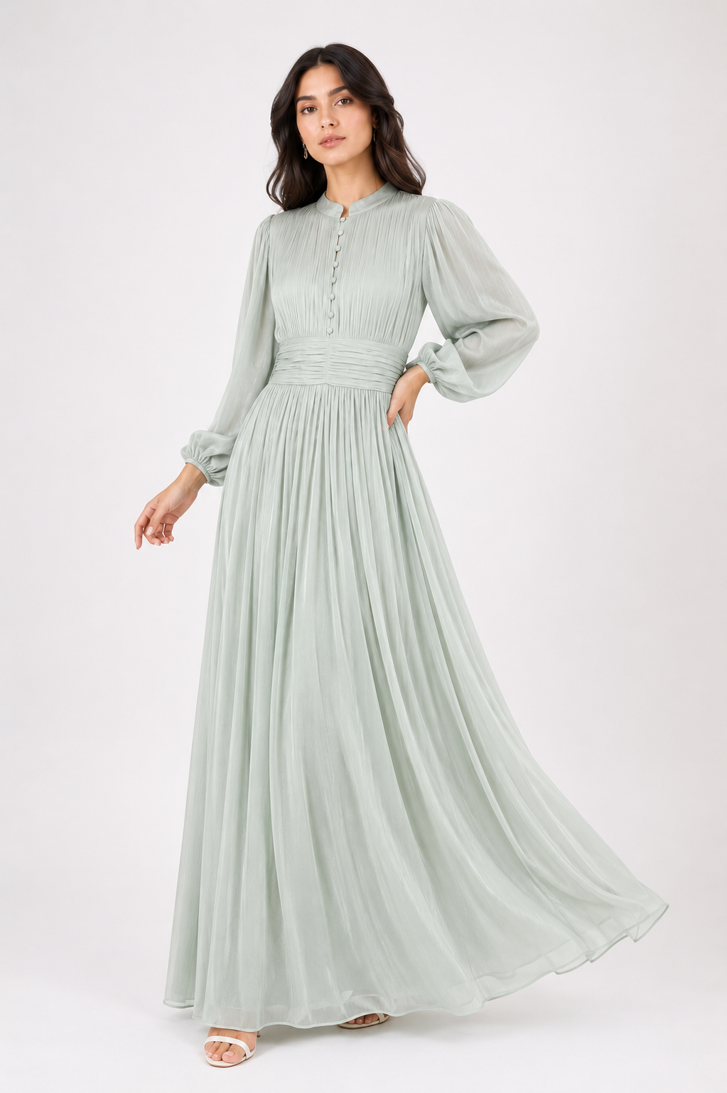 Coral Blush Pleated Rosie Maxi Dress