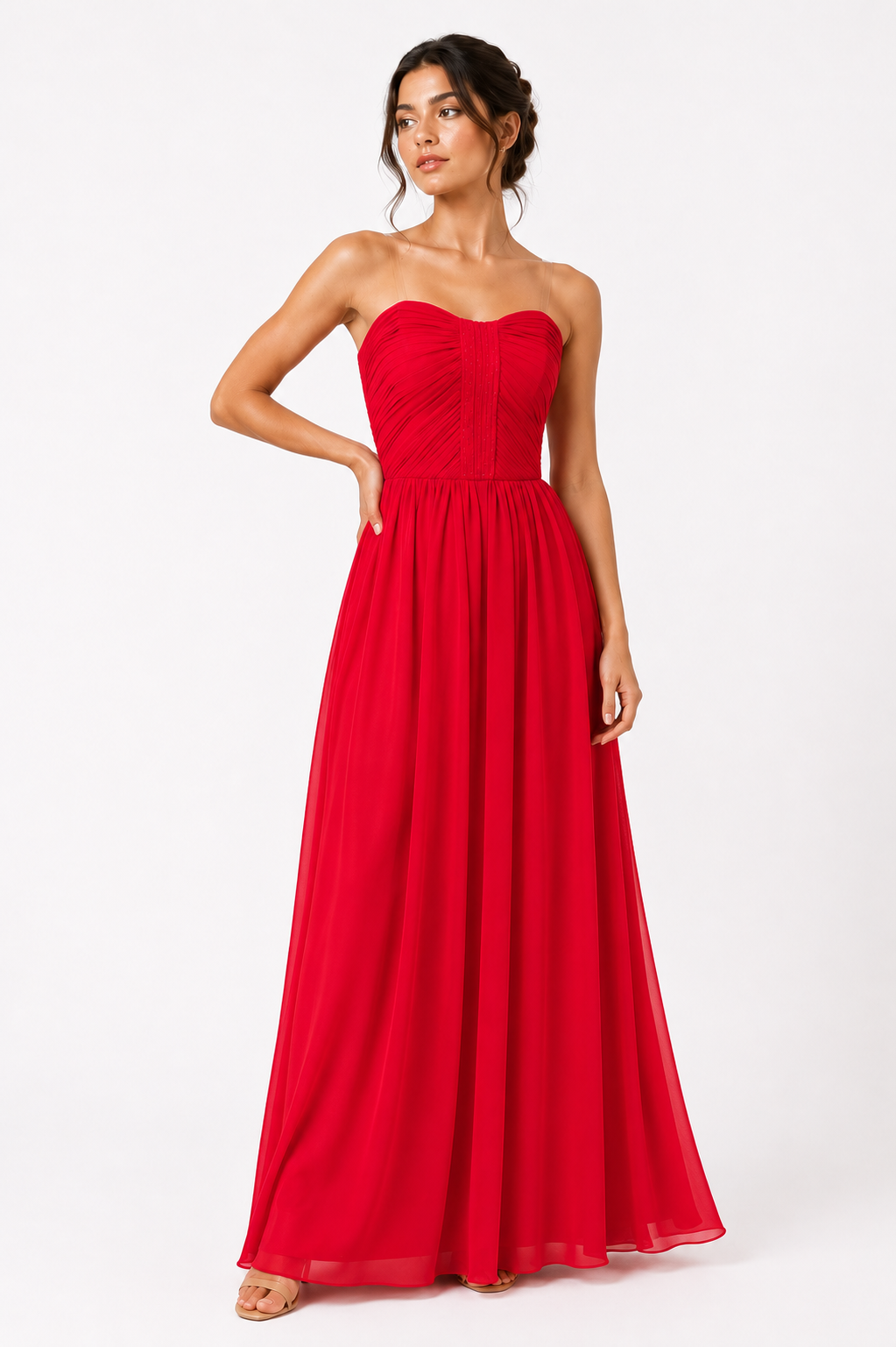 Royal Amethyst Pleated Chiffon Maxi Dress