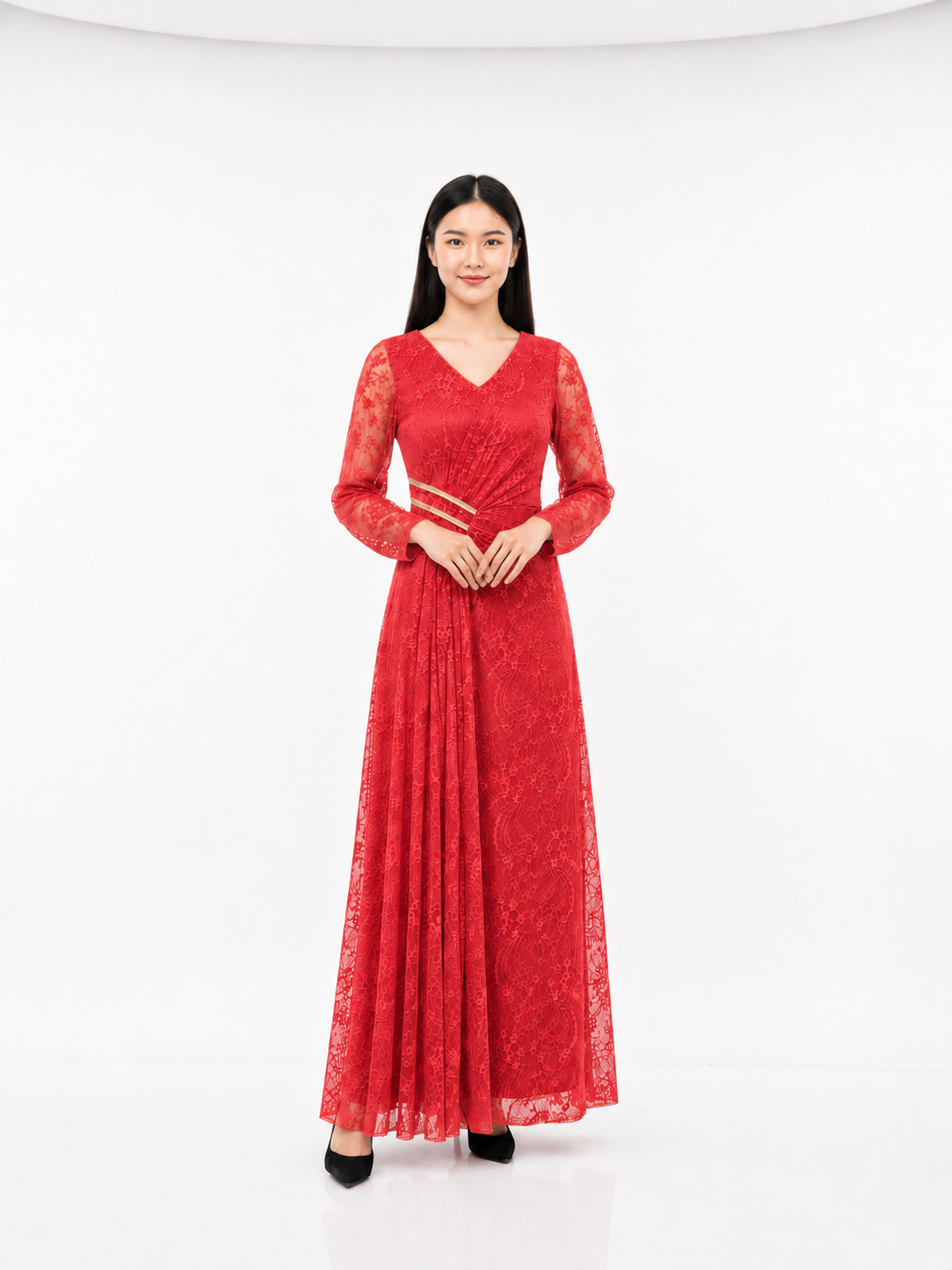 Kristy Lace V-Neck Maxi Dress