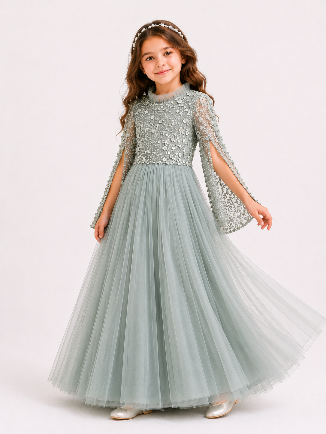 Floral Sequin Embroidered Lace Couture