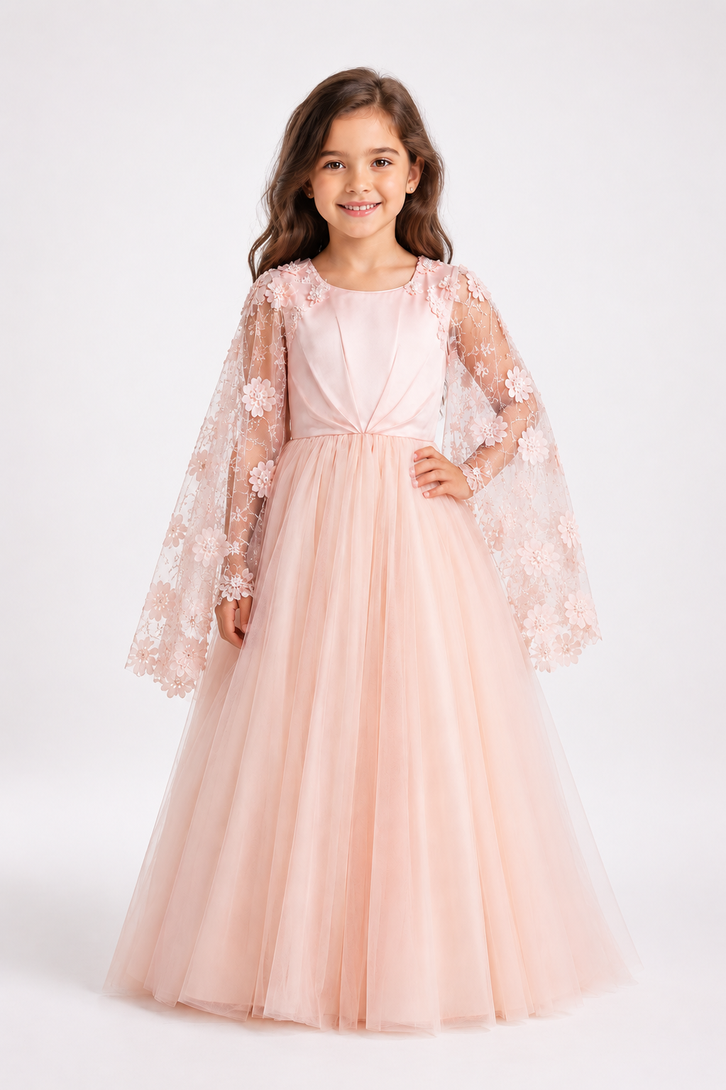 Enchanted Petal Cape Gown