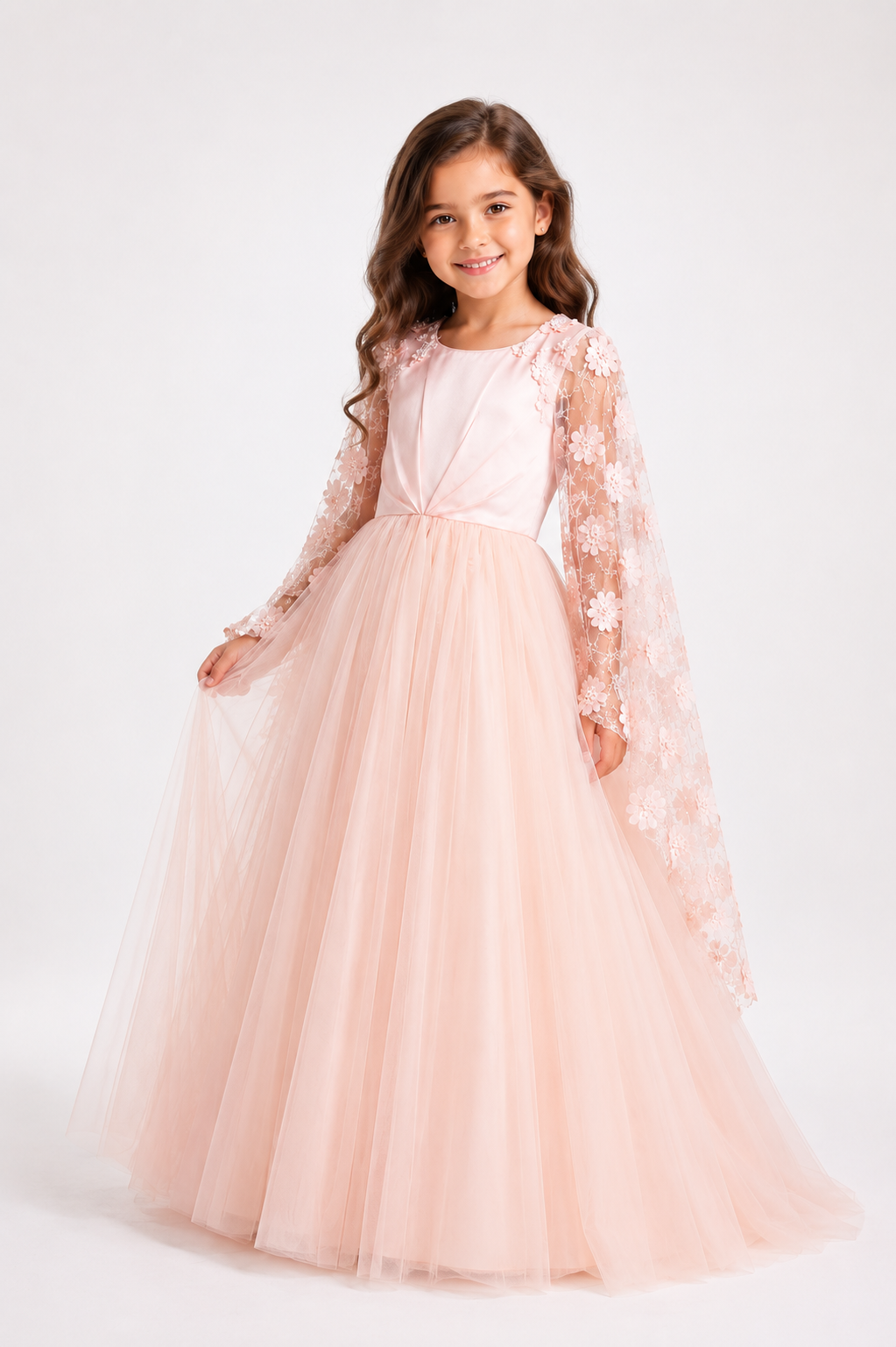 Enchanted Petal Cape Gown