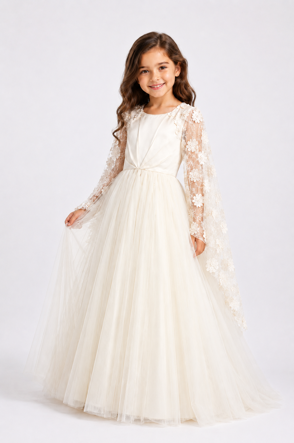 Enchanted Petal Cape Gown