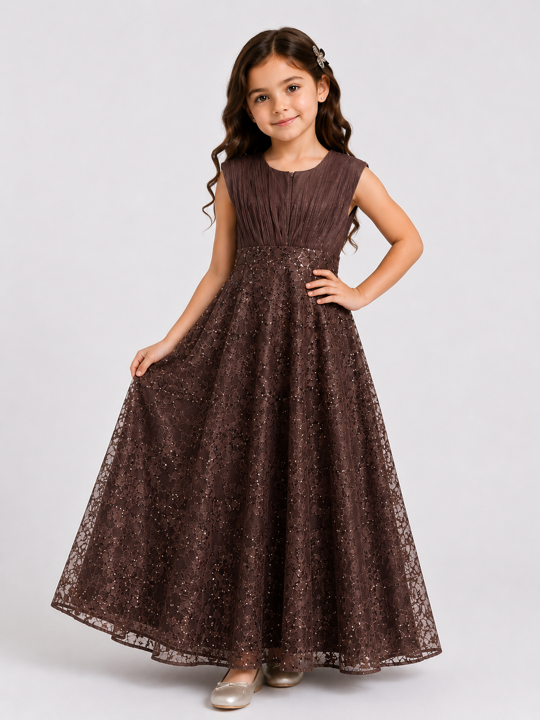 Floral Lace Sparkle Party Dress