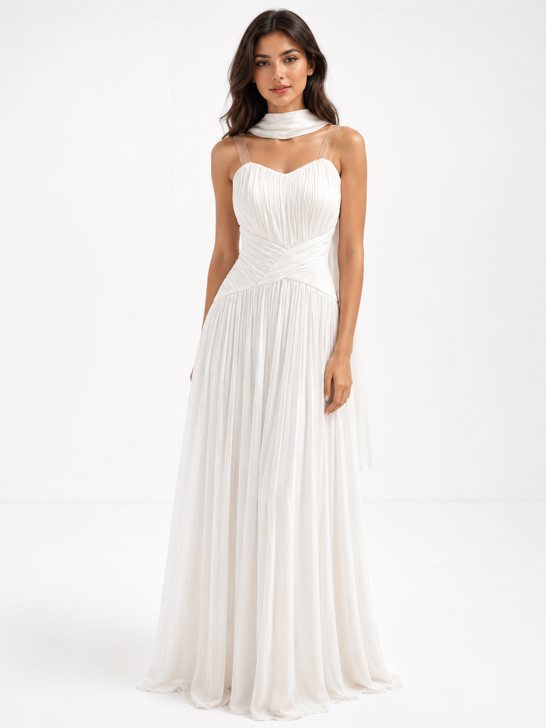 Soft Whisper Pleated Elegance Gown