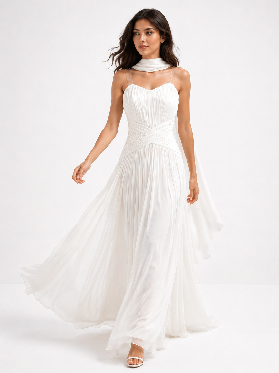 Soft Whisper Pleated Elegance Gown