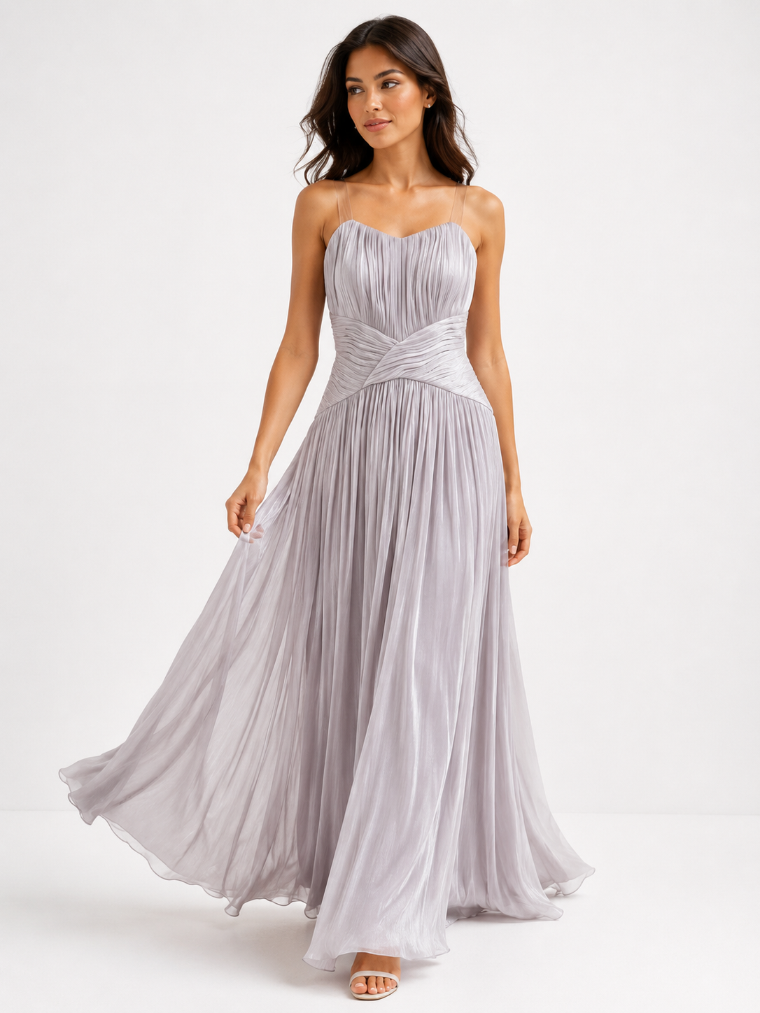 Soft Whisper Pleated Elegance Gown