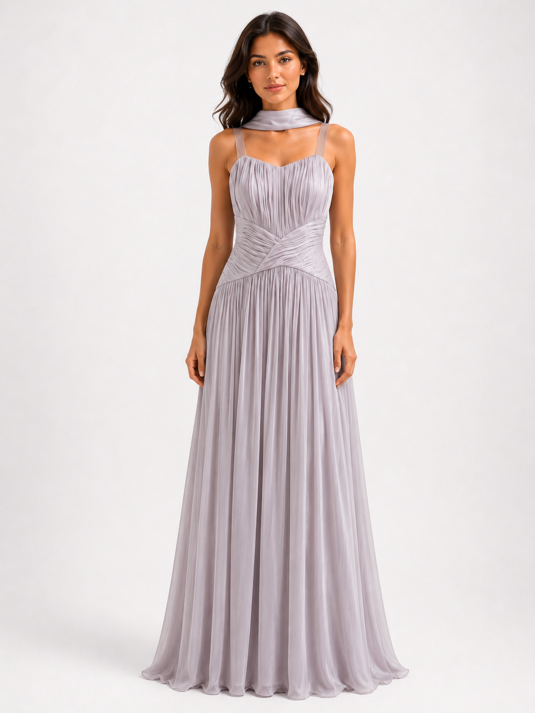 Soft Whisper Pleated Elegance Gown