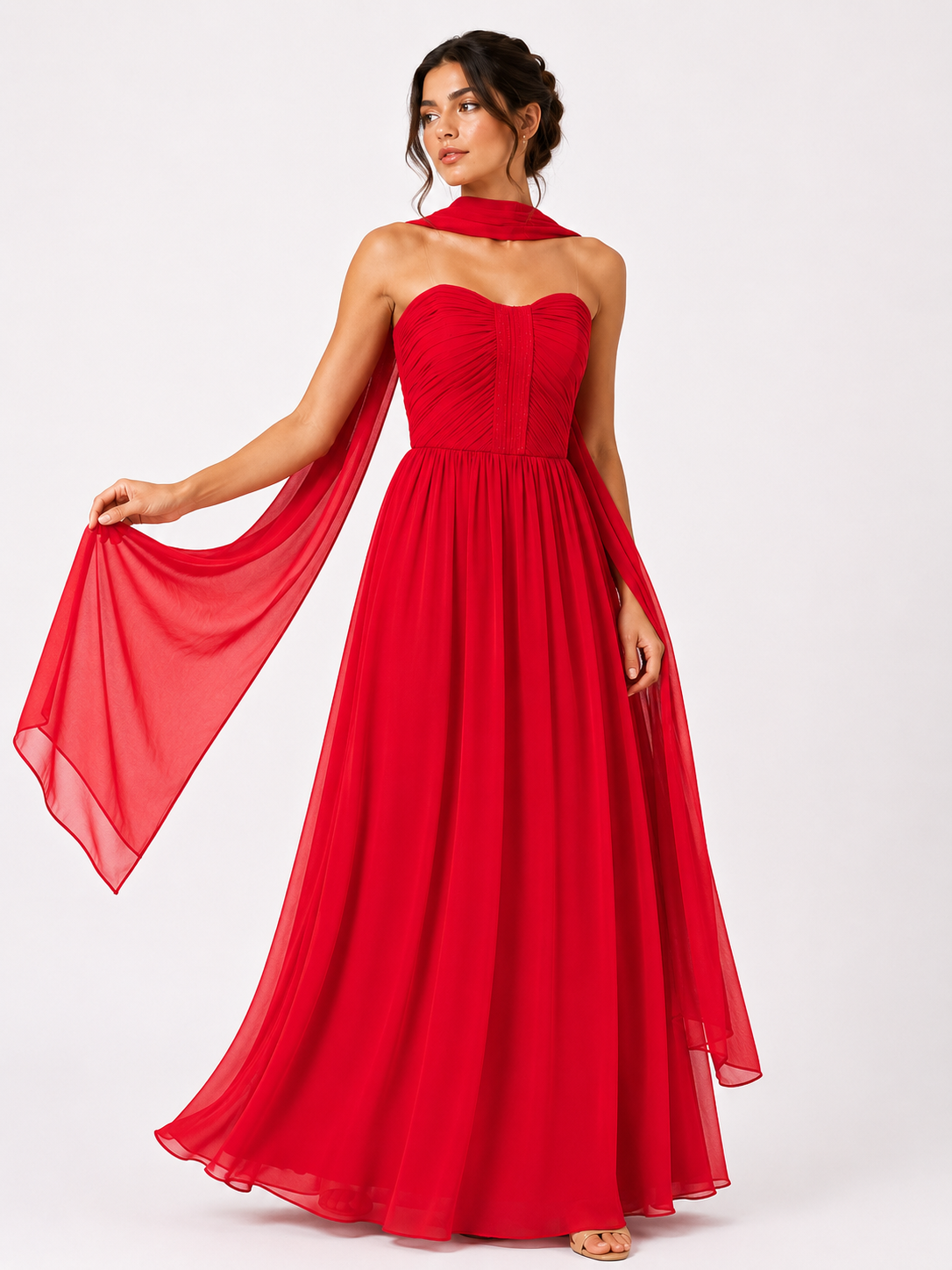 Royal Amethyst Pleated Chiffon Maxi Dress