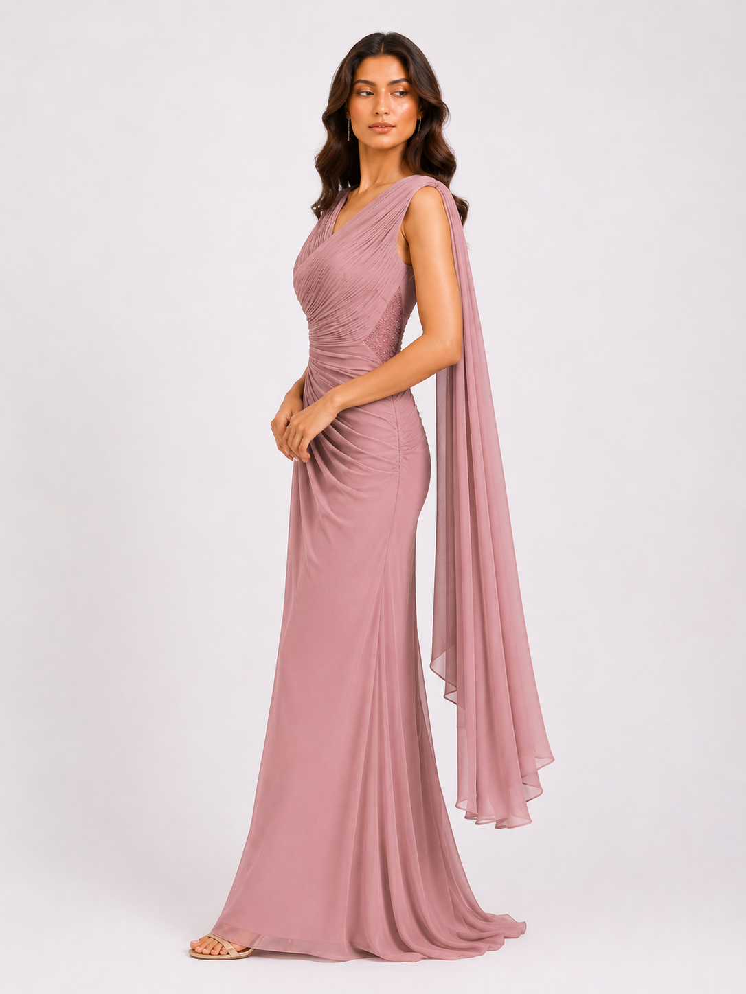 Rosie Cape Sleeve Evening Gown