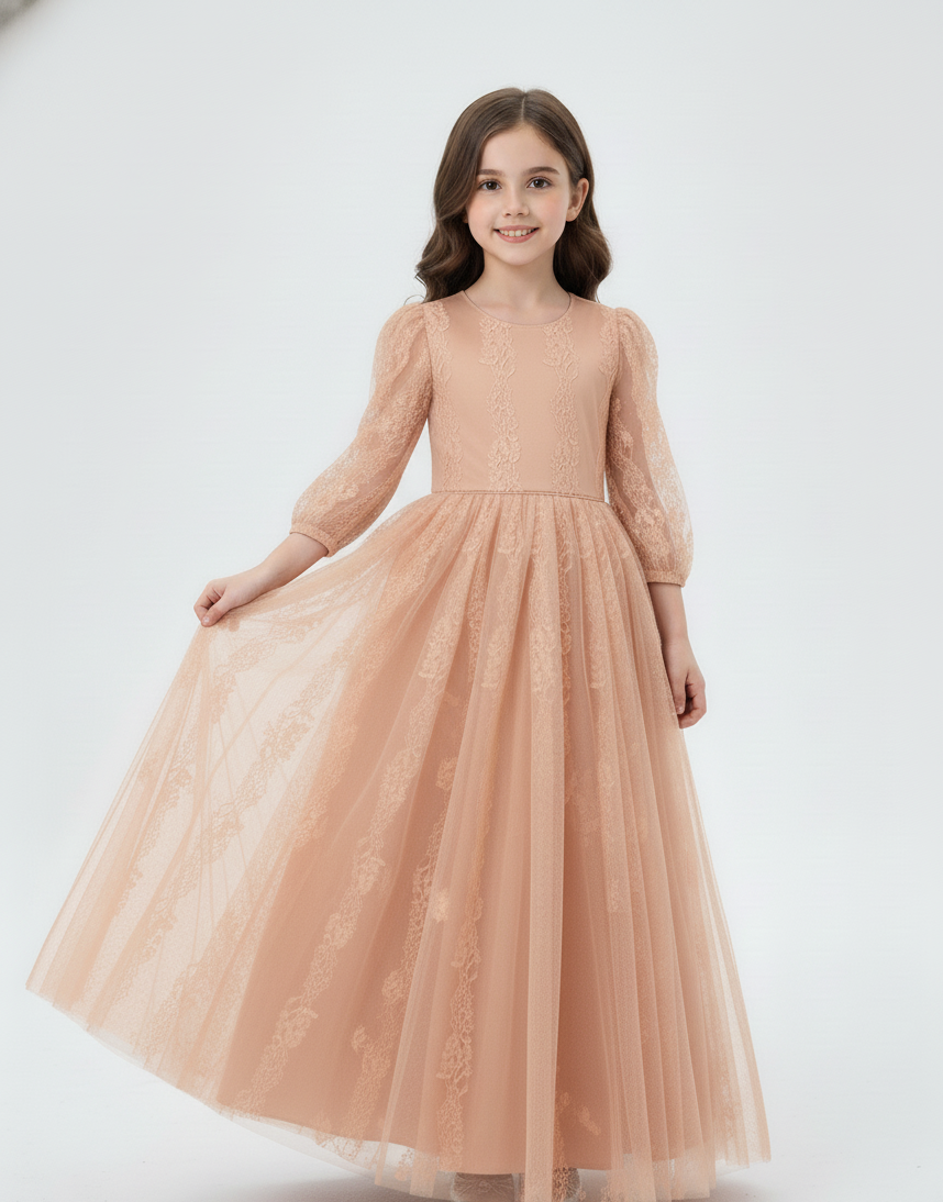 Embroidered Lace Tulle Princess Gown