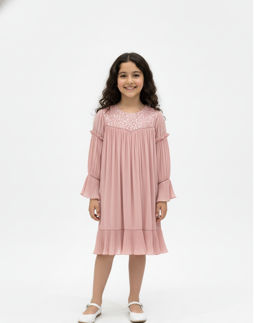 Embellished Pleated  Party Dress
