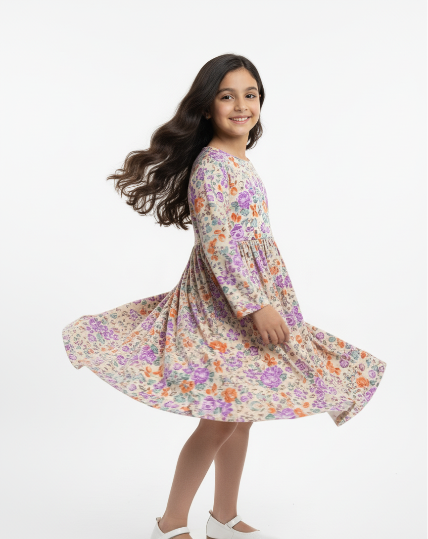 Girls Floral Printed chiffon Dress