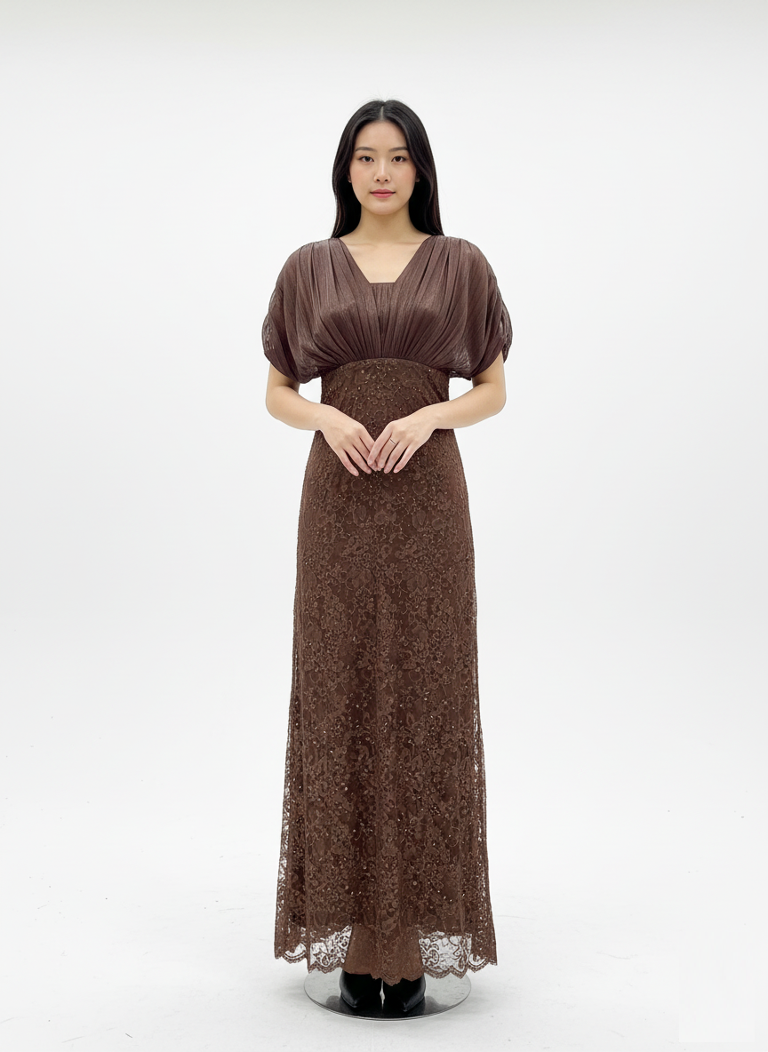 Draped Rosie Bodice Lace Gown