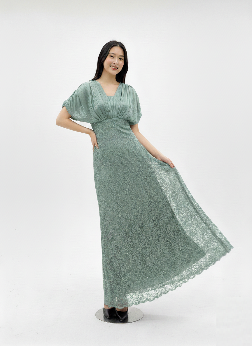 Draped Rosie Bodice Lace Gown