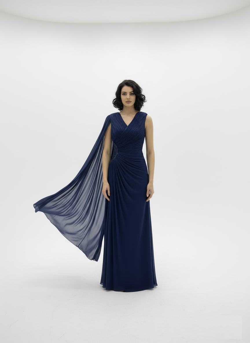 Rosie Cape Sleeve Evening Gown