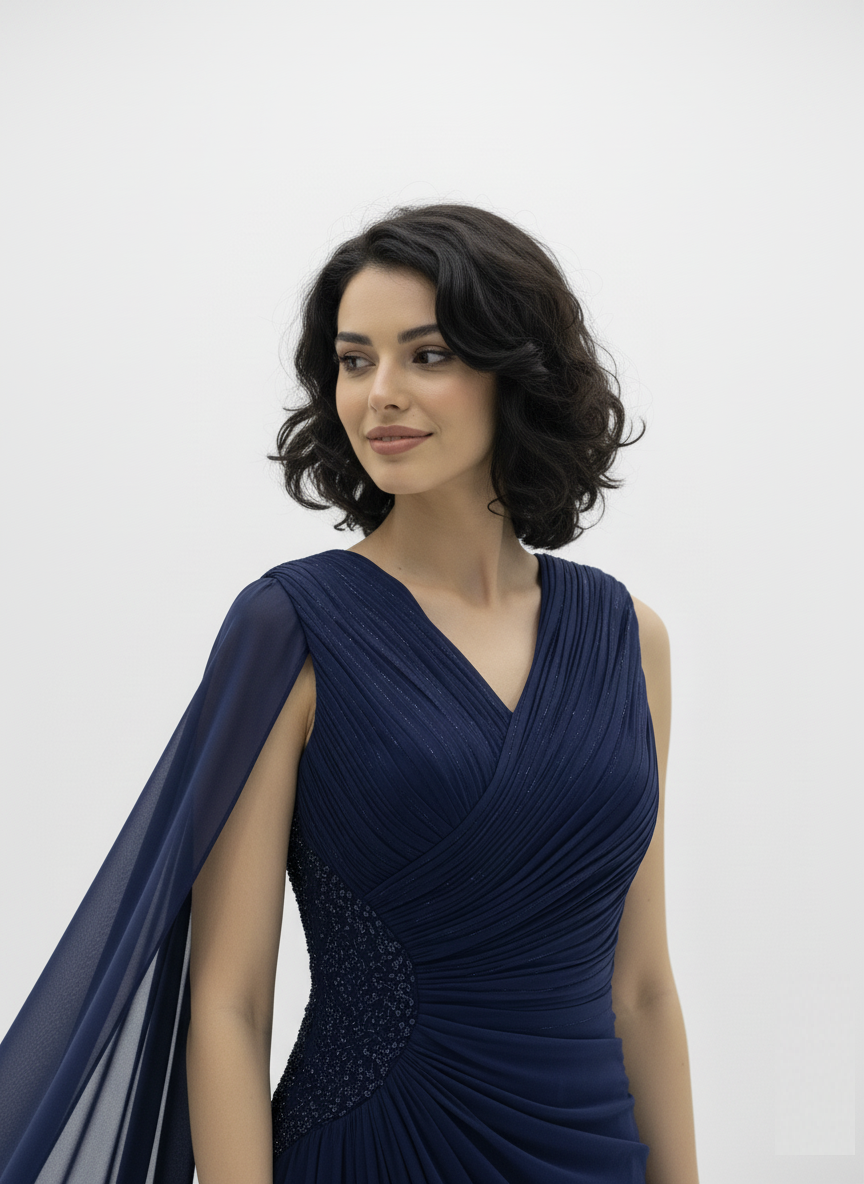 Rosie Cape Sleeve Evening Gown