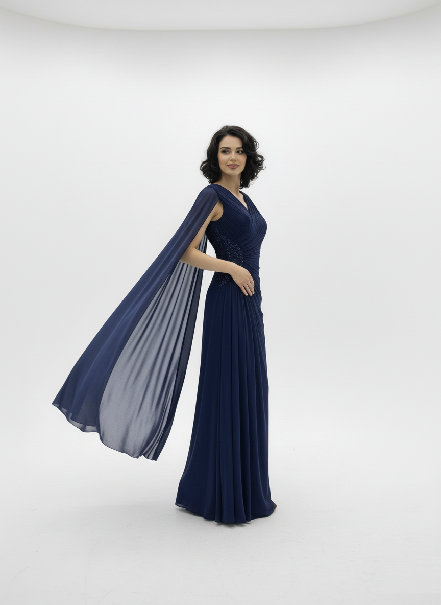 Rosie Cape Sleeve Evening Gown