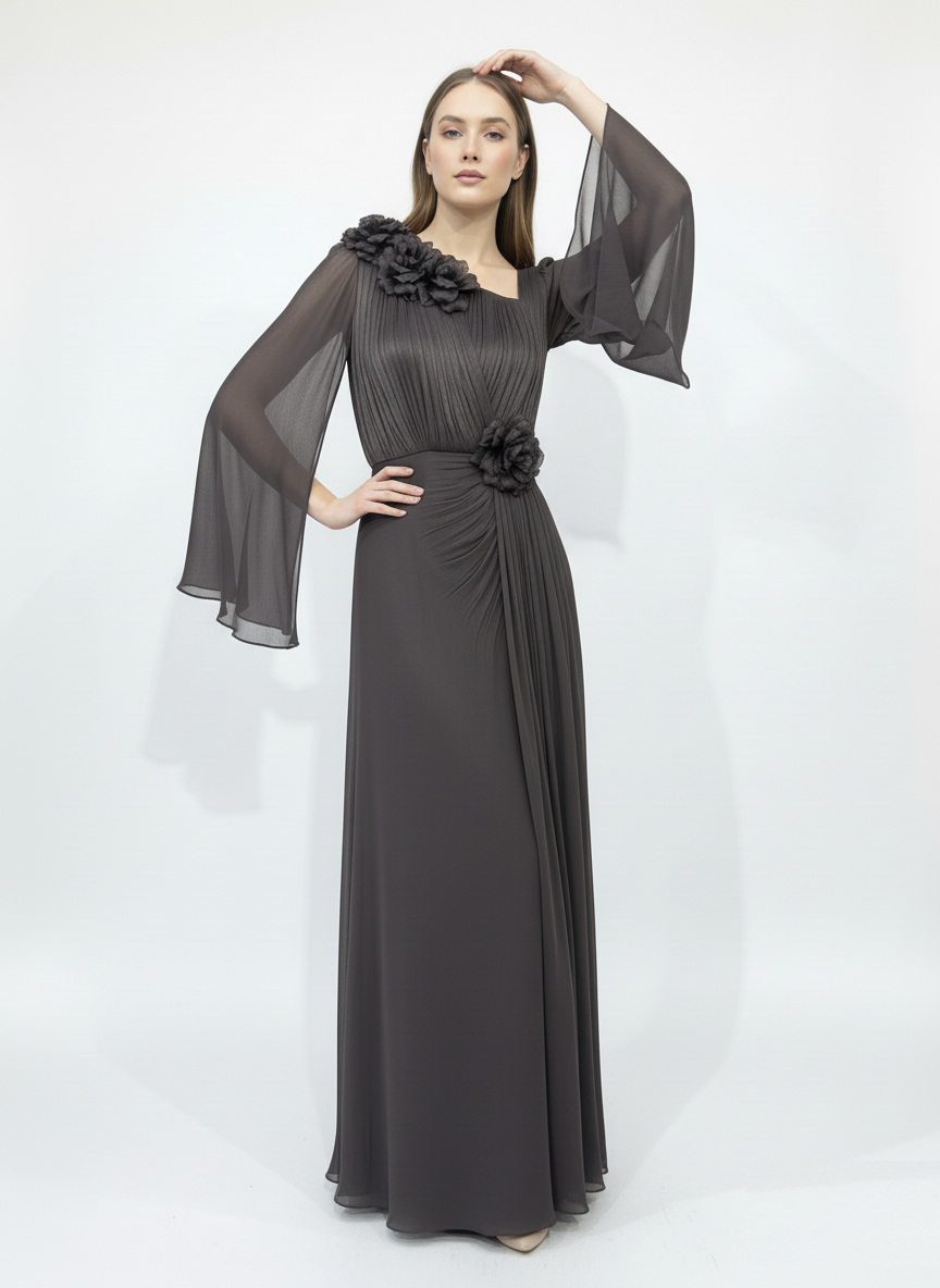 Floral Rosie Cape Sleeve Gown