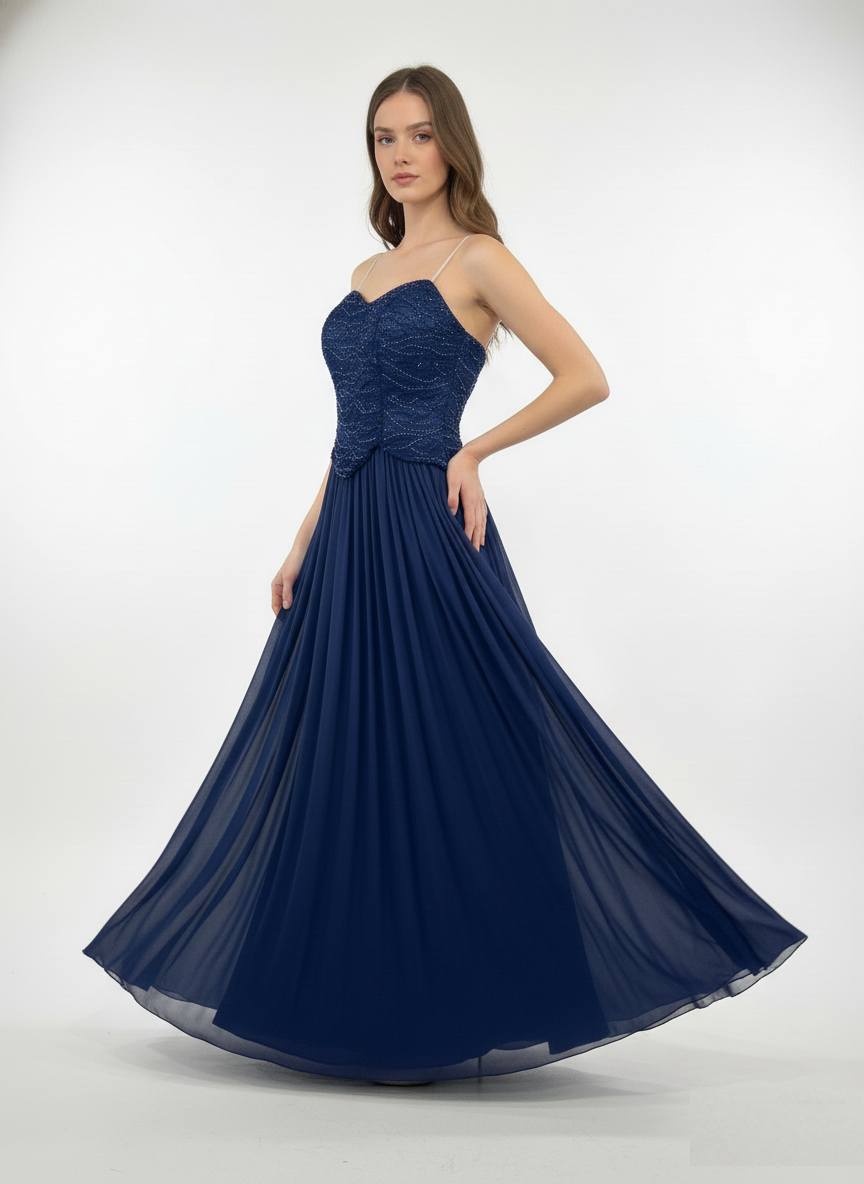 Embroidered Bodice Pleated Rosie Gown