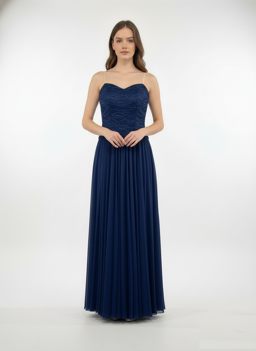 Embroidered Bodice Pleated Rosie Gown