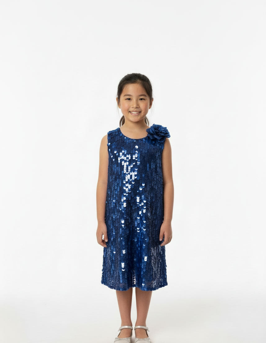 Sleeveless Royal  Sequin Shift Dress