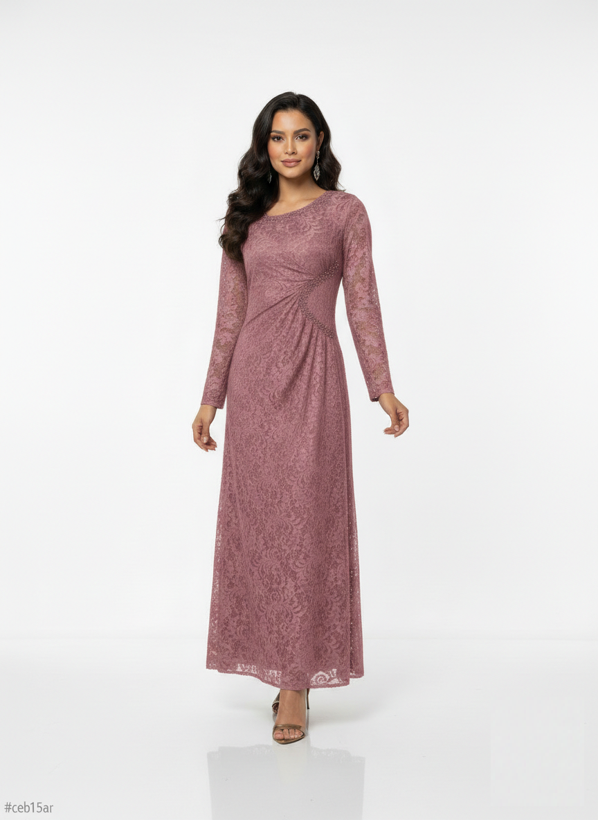 Lace Gathers Maxi Dress