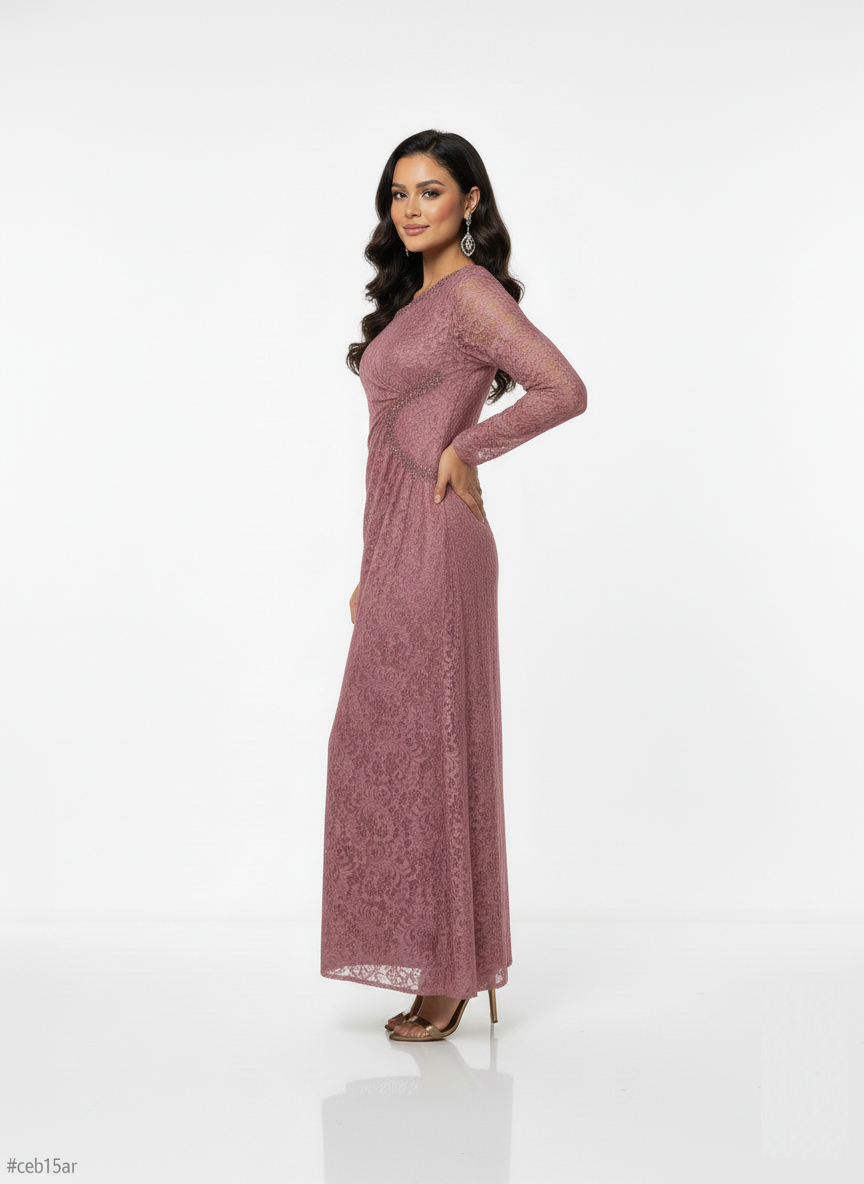 Lace Gathers Maxi Dress